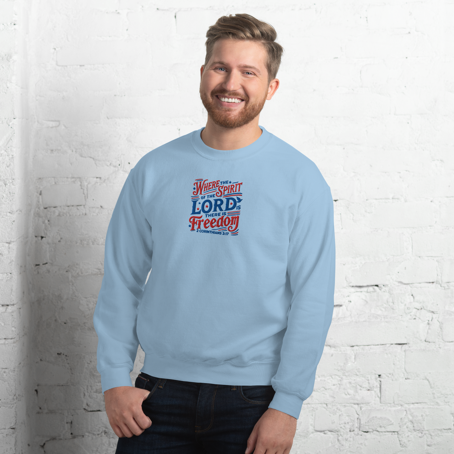 Where The Spirit of the Lord There is Freedom Embroidered Sweatshirt