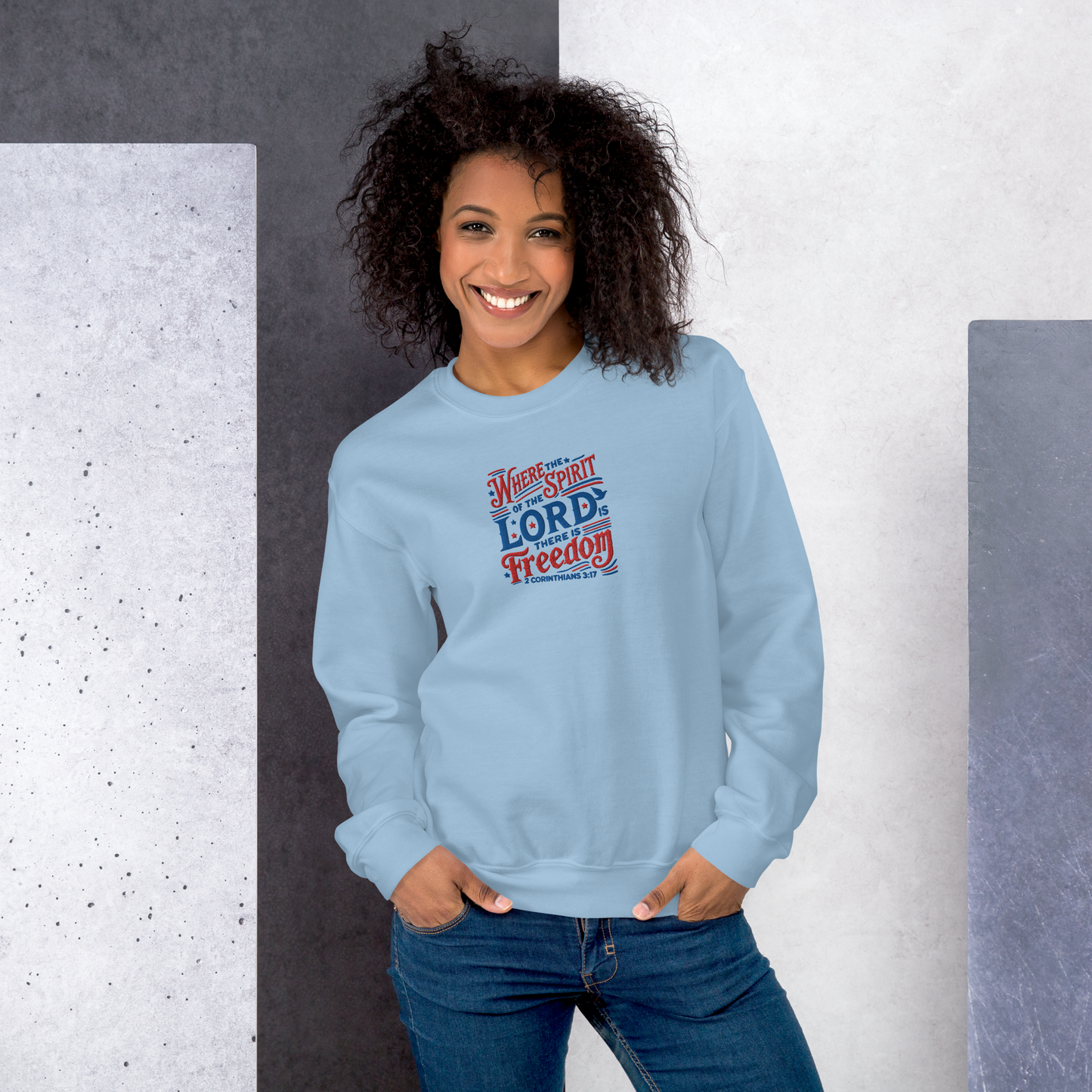 Where The Spirit of the Lord There is Freedom Embroidered Sweatshirt