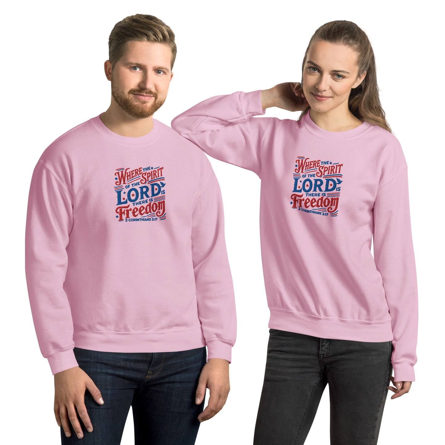 Where The Spirit of the Lord There is Freedom Embroidered Sweatshirt