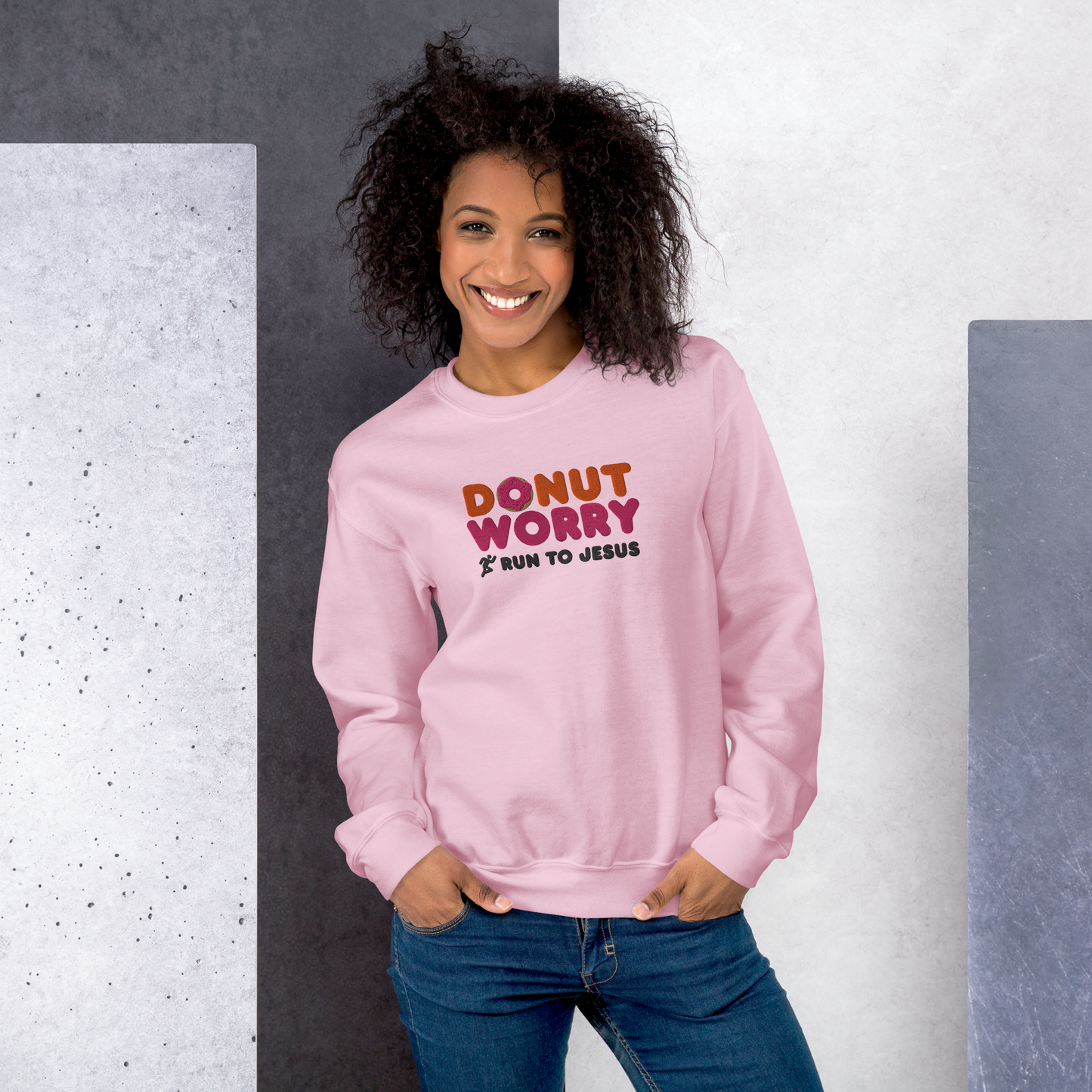 Embroidered Run To Jesus Sweatshirt