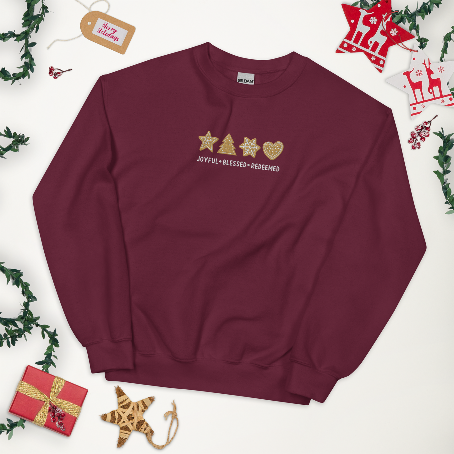 Embroidered Joyful Blessed Redeemed Sweatshirt