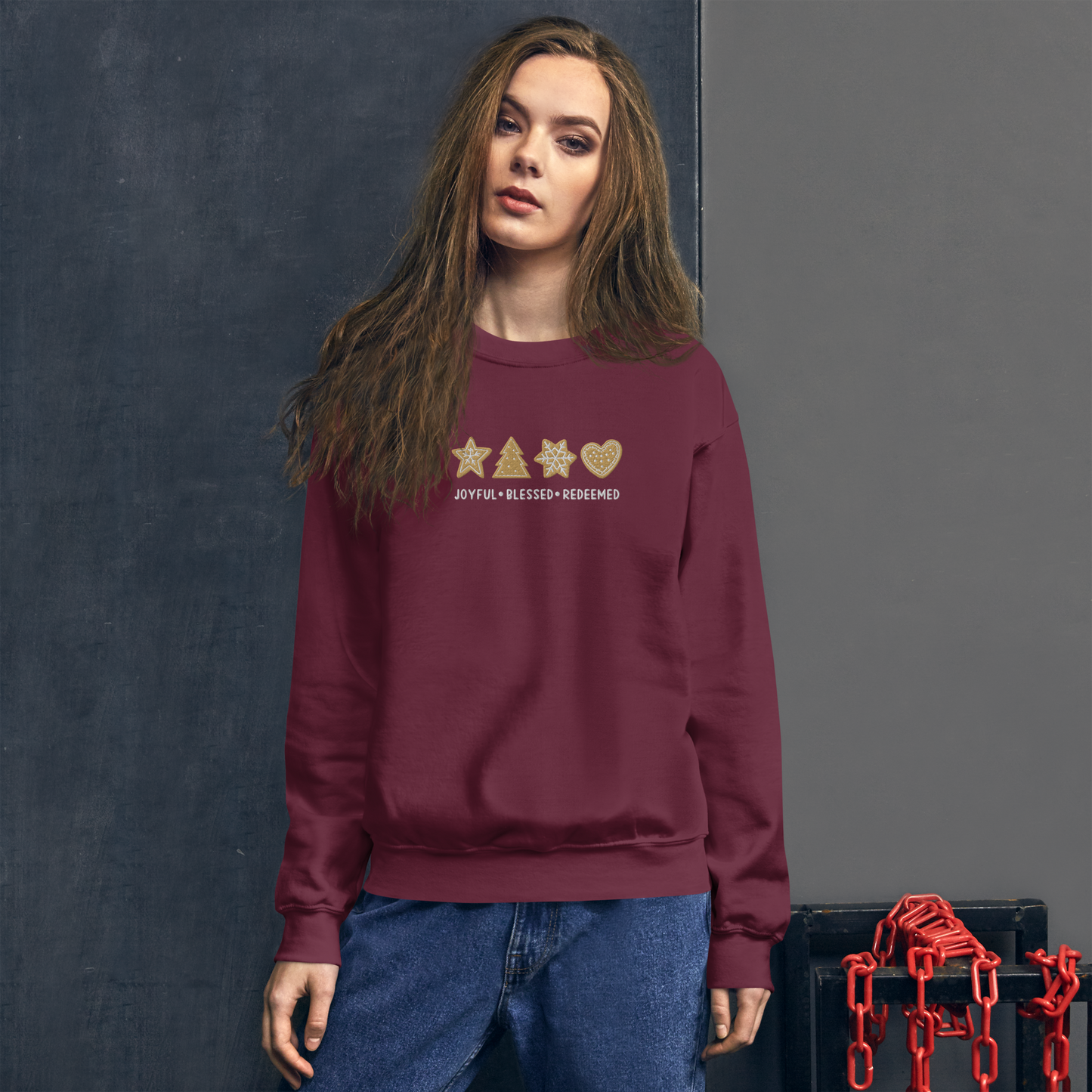 Embroidered Joyful Blessed Redeemed Sweatshirt