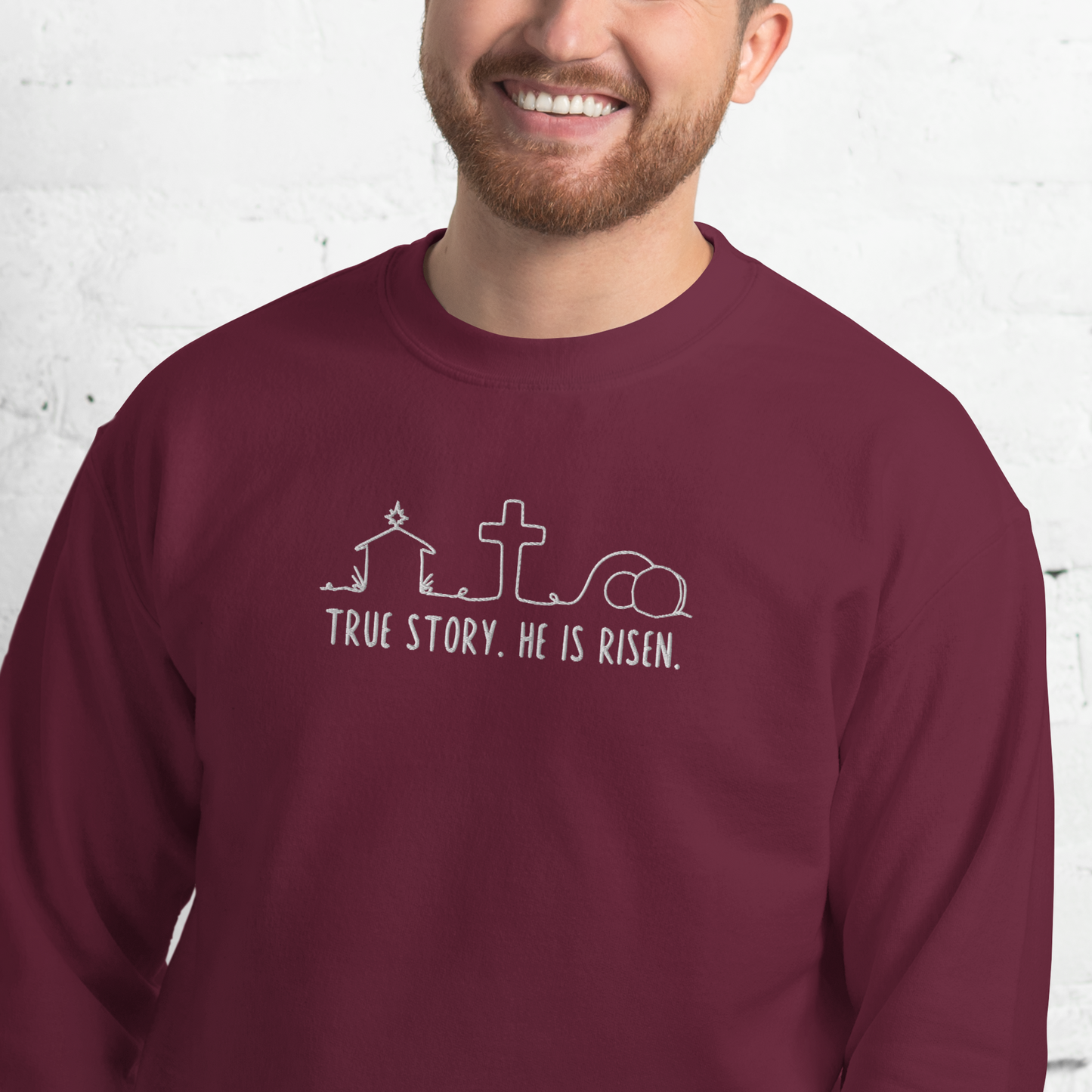 True Story He is Risen Embroidered Sweatshirt
