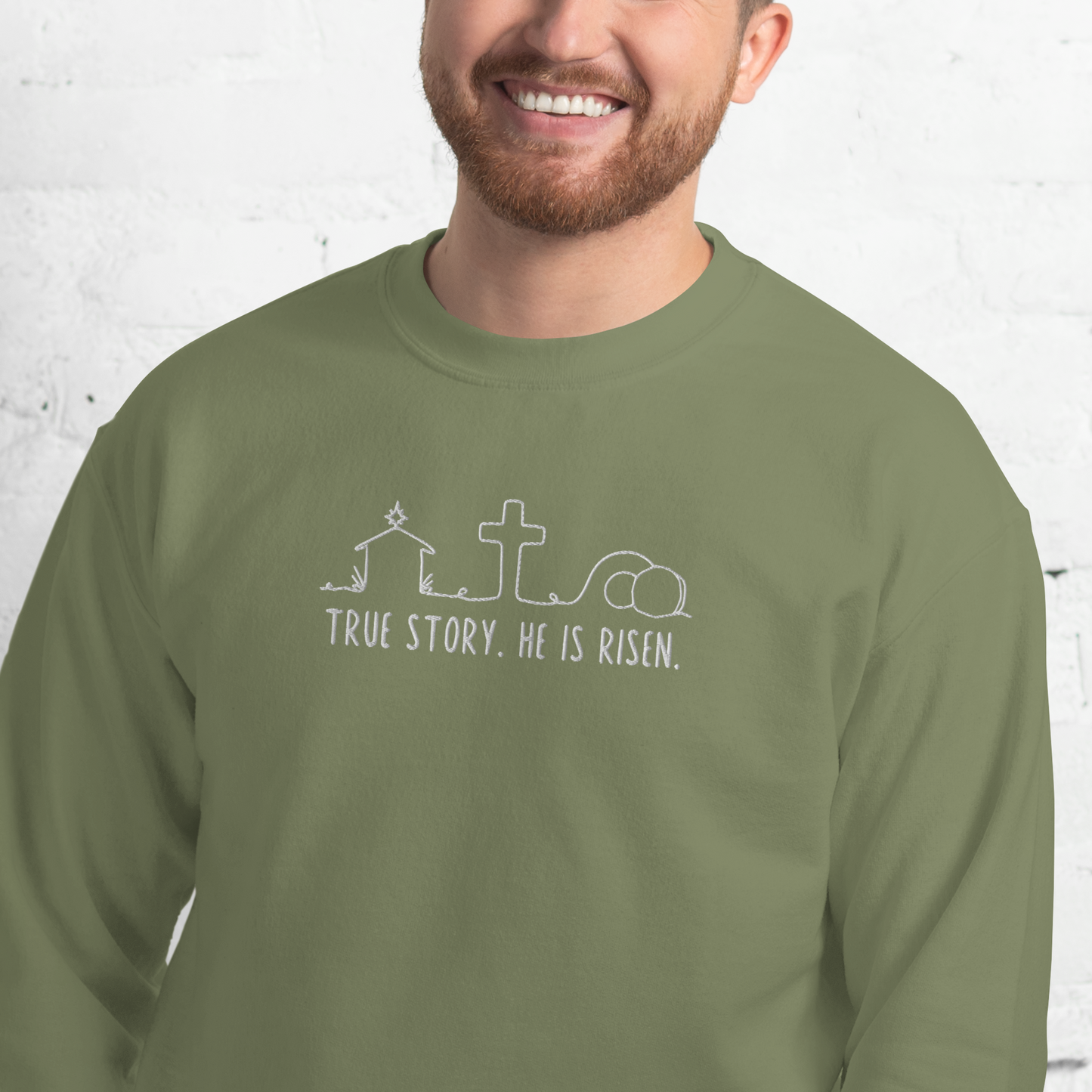 True Story He is Risen Embroidered Sweatshirt