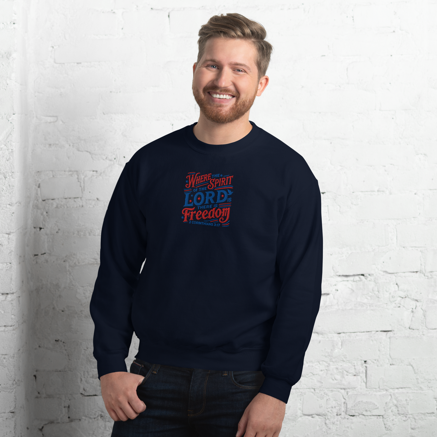 Where The Spirit of the Lord There is Freedom Embroidered Sweatshirt