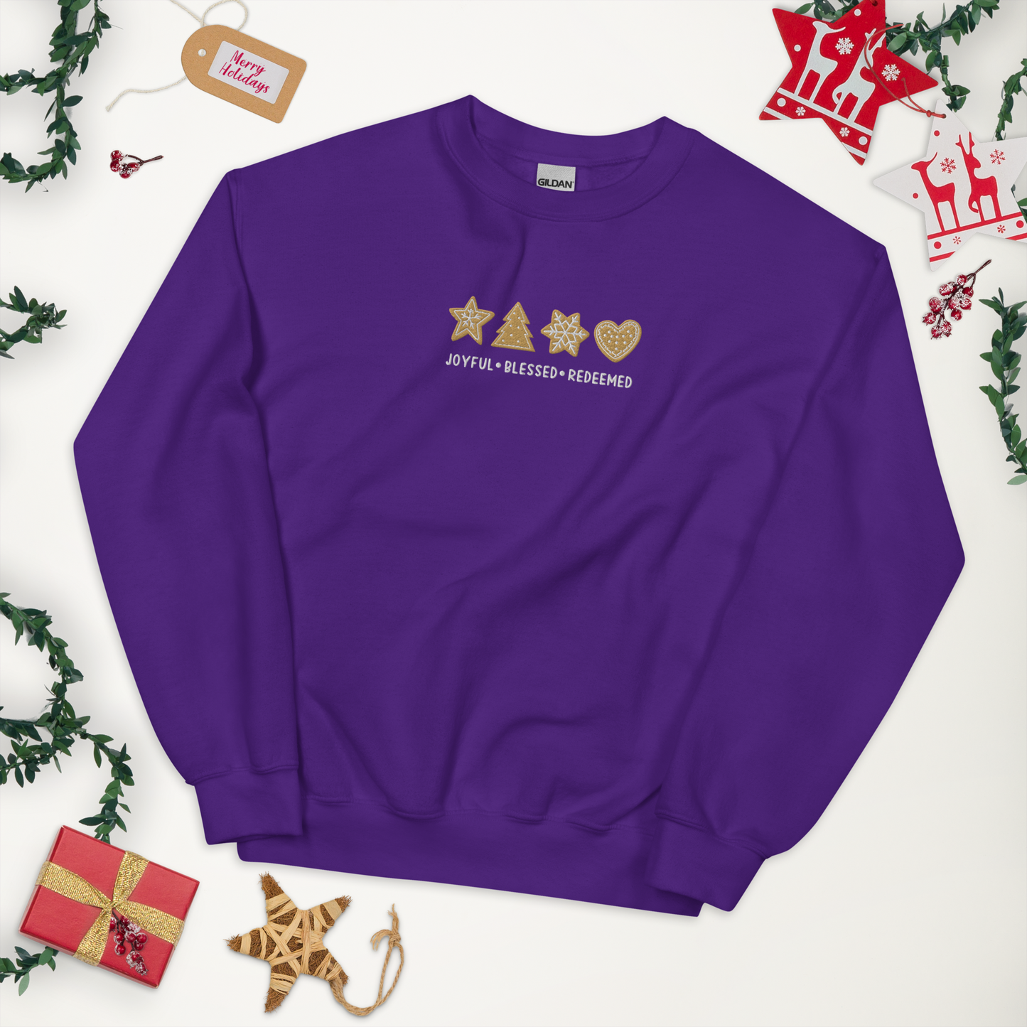 Embroidered Joyful Blessed Redeemed Sweatshirt