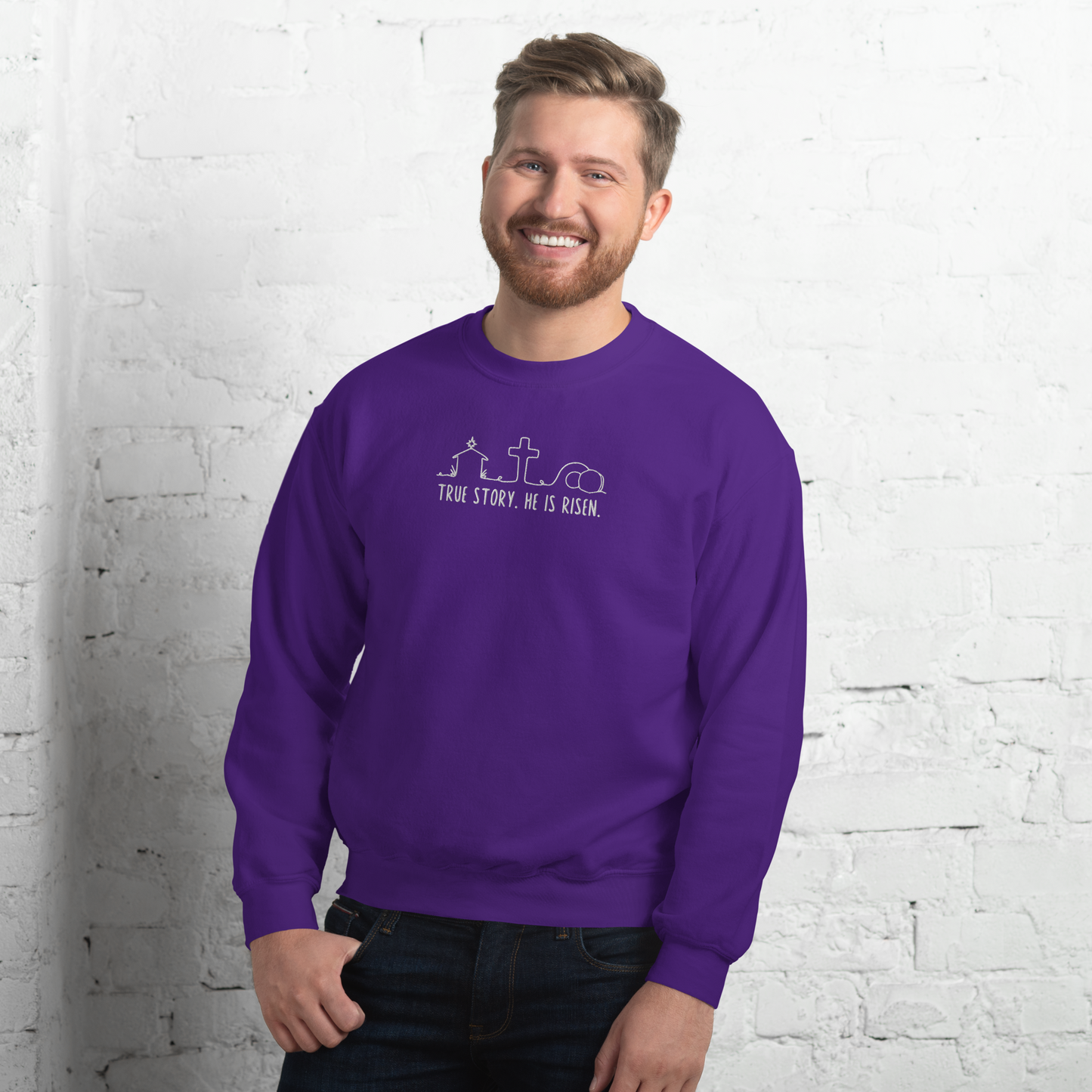 True Story He is Risen Embroidered Sweatshirt