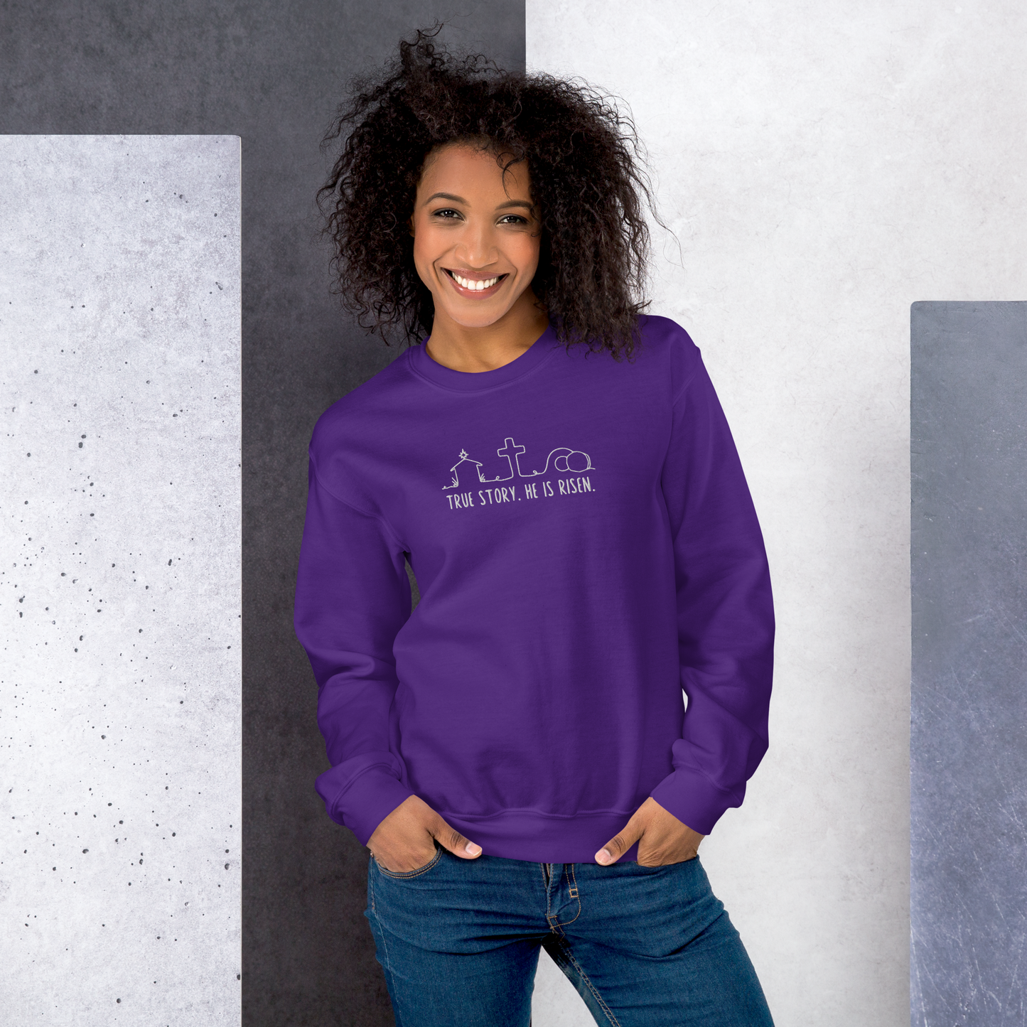 True Story He is Risen Embroidered Sweatshirt