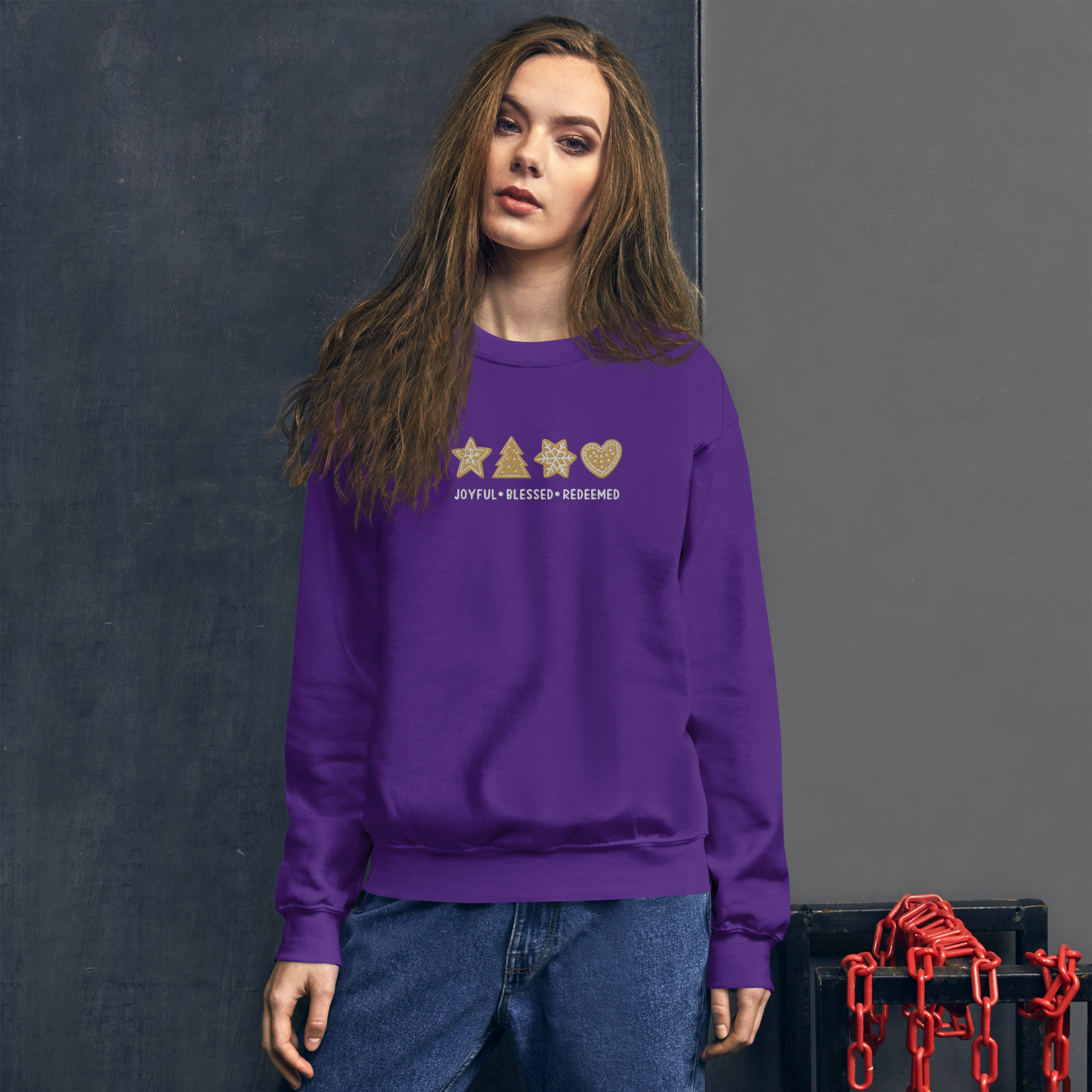 Embroidered Joyful Blessed Redeemed Sweatshirt