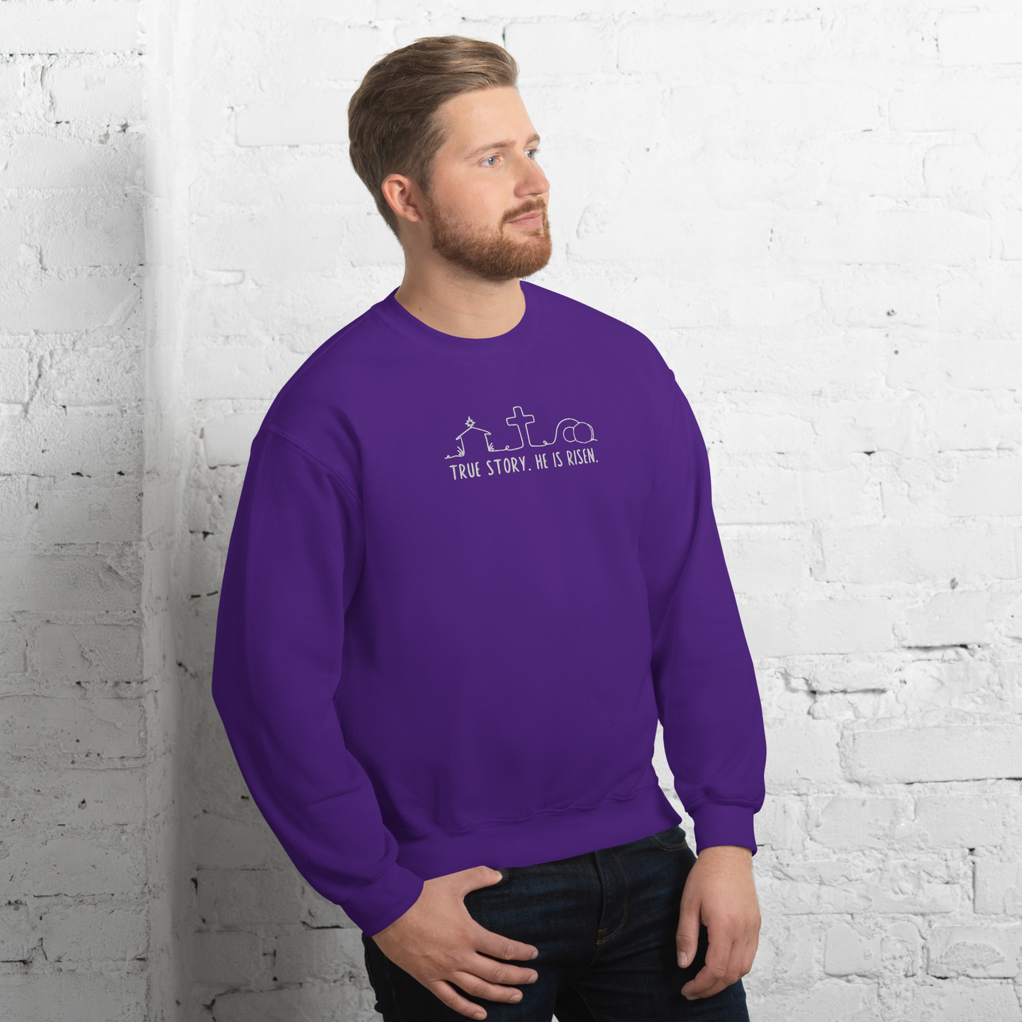 True Story He is Risen Embroidered Sweatshirt