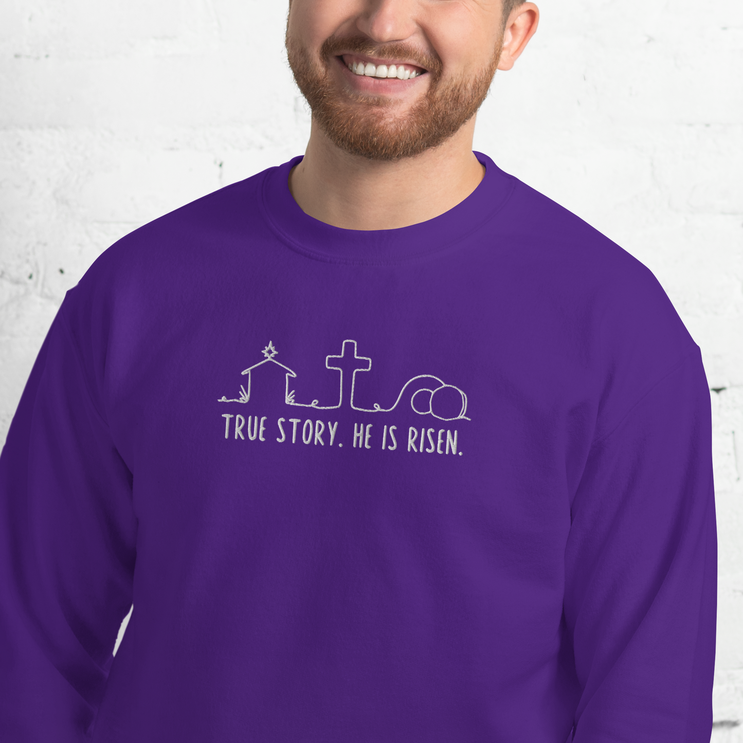 True Story He is Risen Embroidered Sweatshirt