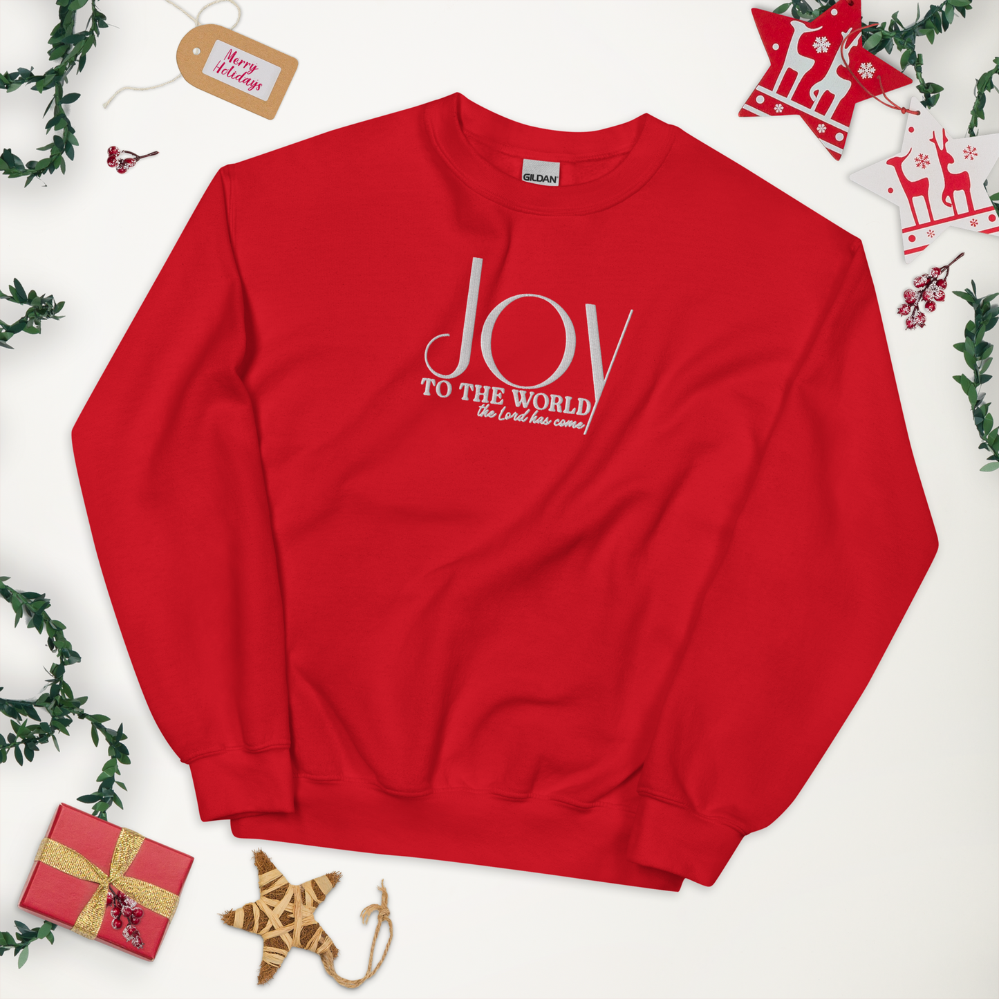 Embroidered Joy to The World Sweatshirt