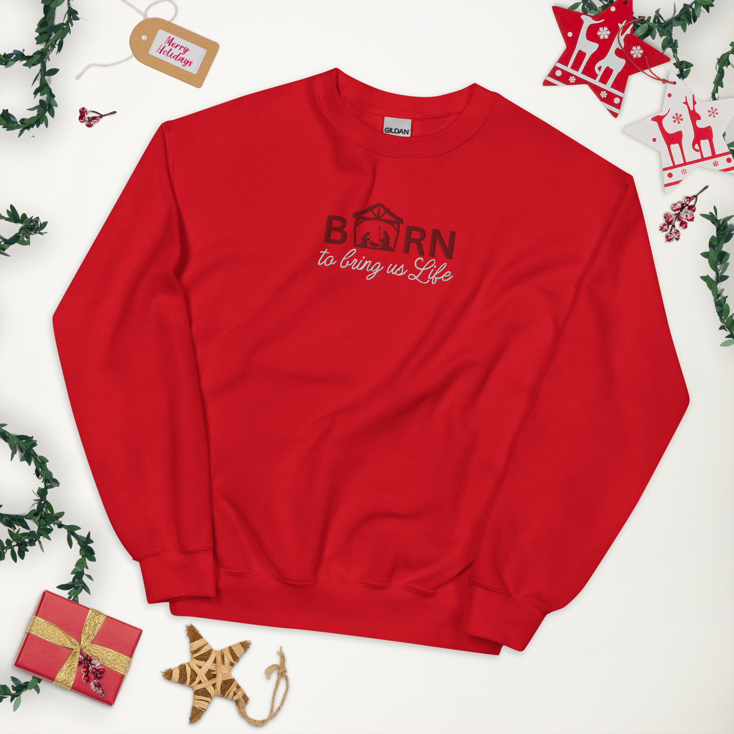 Embroidered Born To Bring Us Life Sweatshirt
