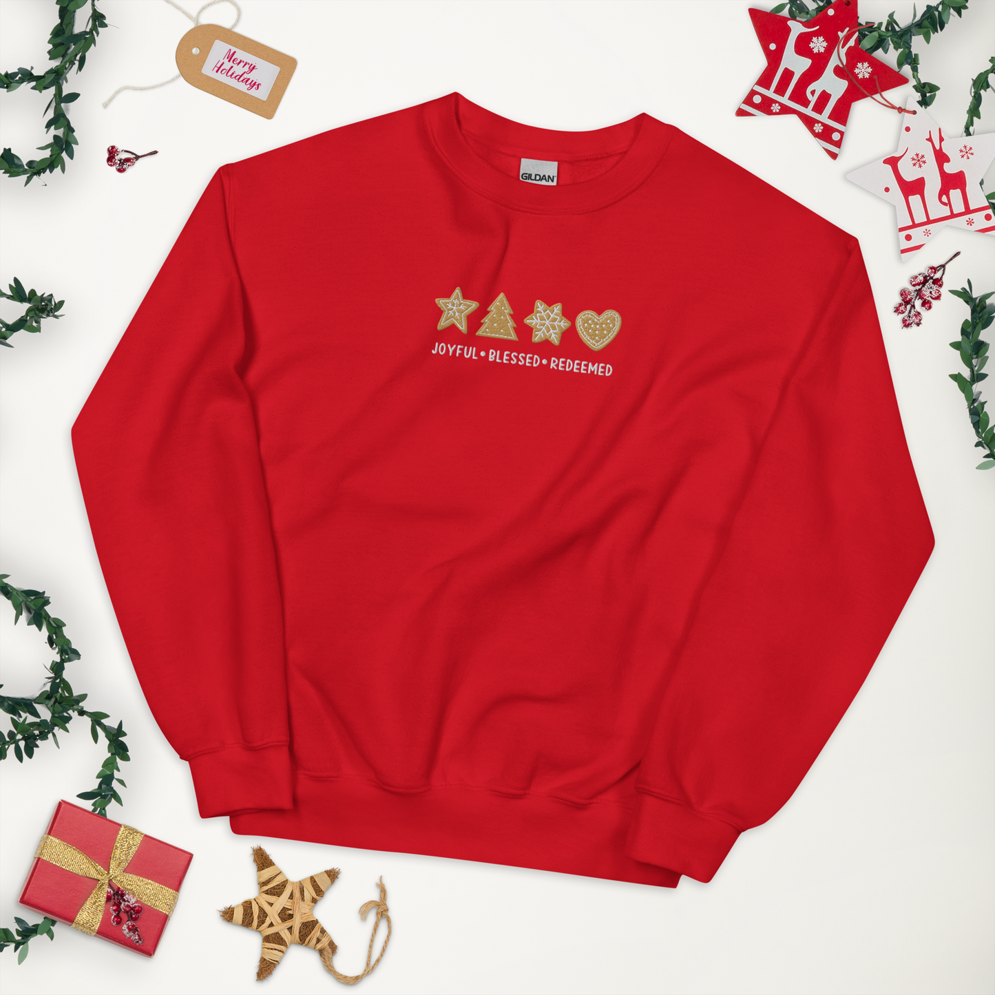Embroidered Joyful Blessed Redeemed Sweatshirt