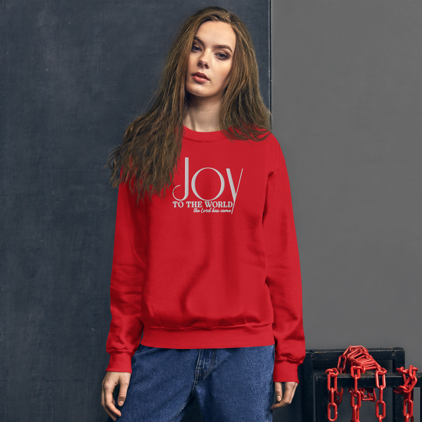 Embroidered Joy to The World Sweatshirt