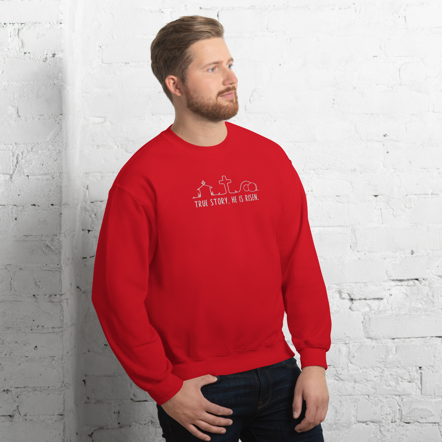 True Story He is Risen Embroidered Sweatshirt