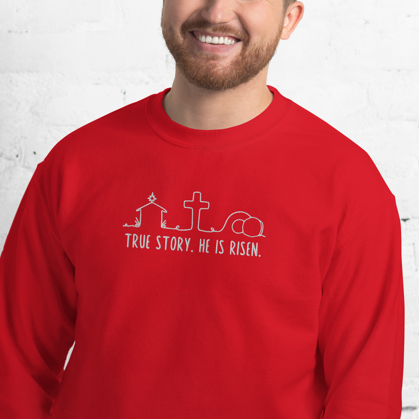 True Story He is Risen Embroidered Sweatshirt
