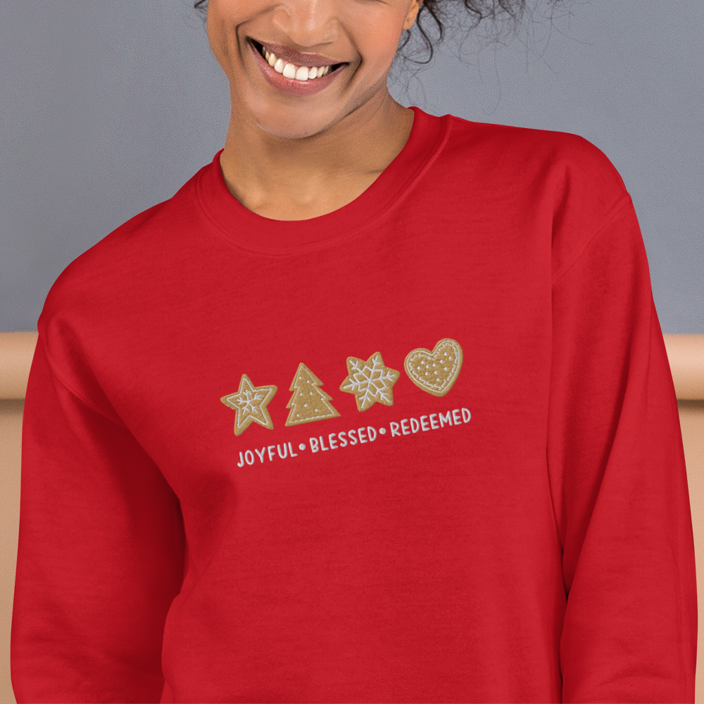Embroidered Joyful Blessed Redeemed Sweatshirt