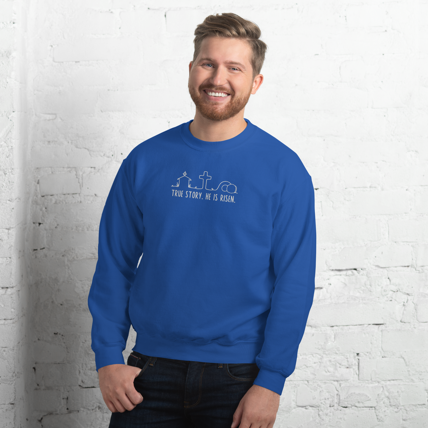 True Story He is Risen Embroidered Sweatshirt