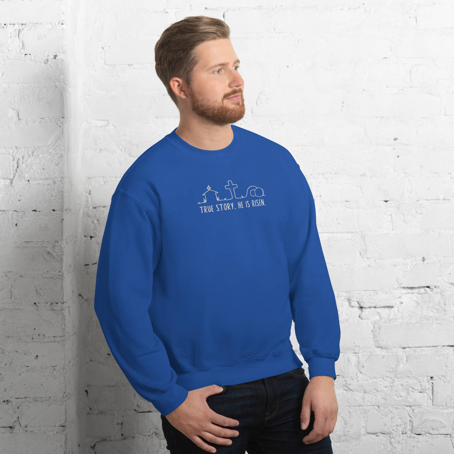 True Story He is Risen Embroidered Sweatshirt