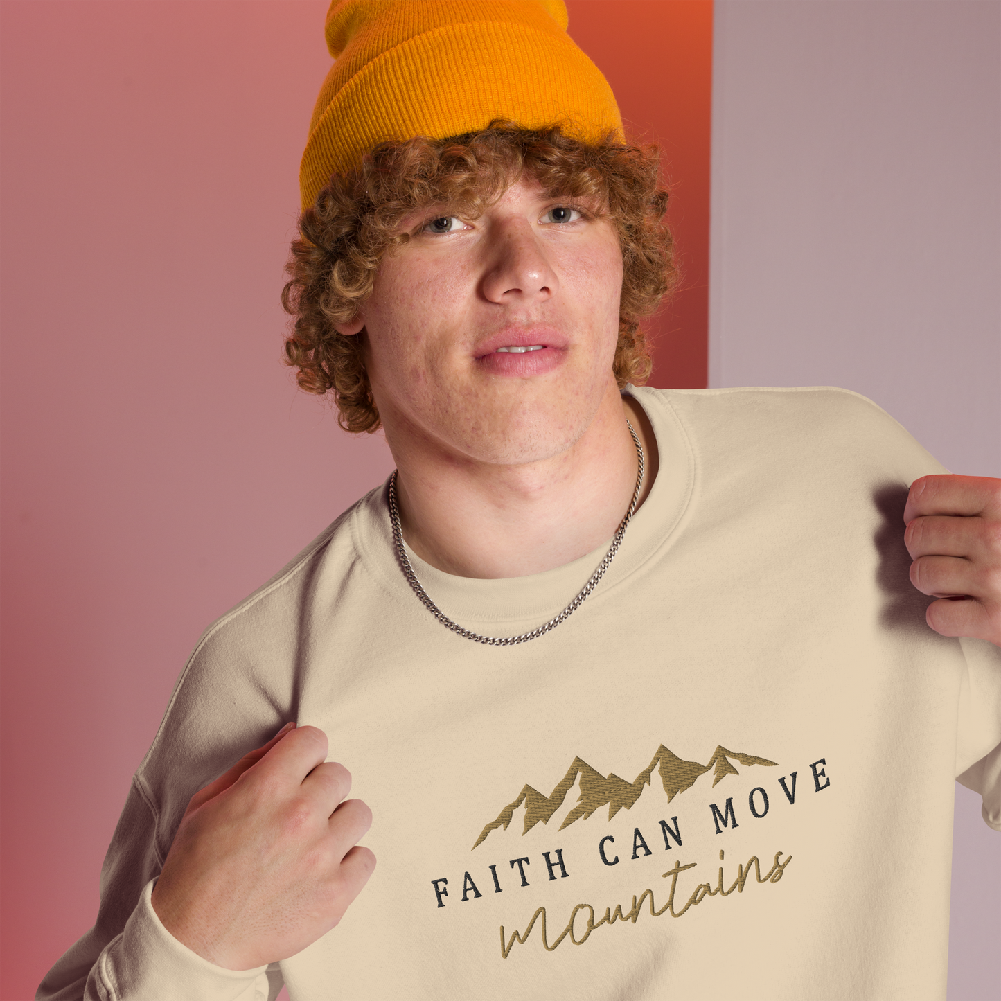 Embroidered Faith Can Move Mountains Sweatshirt