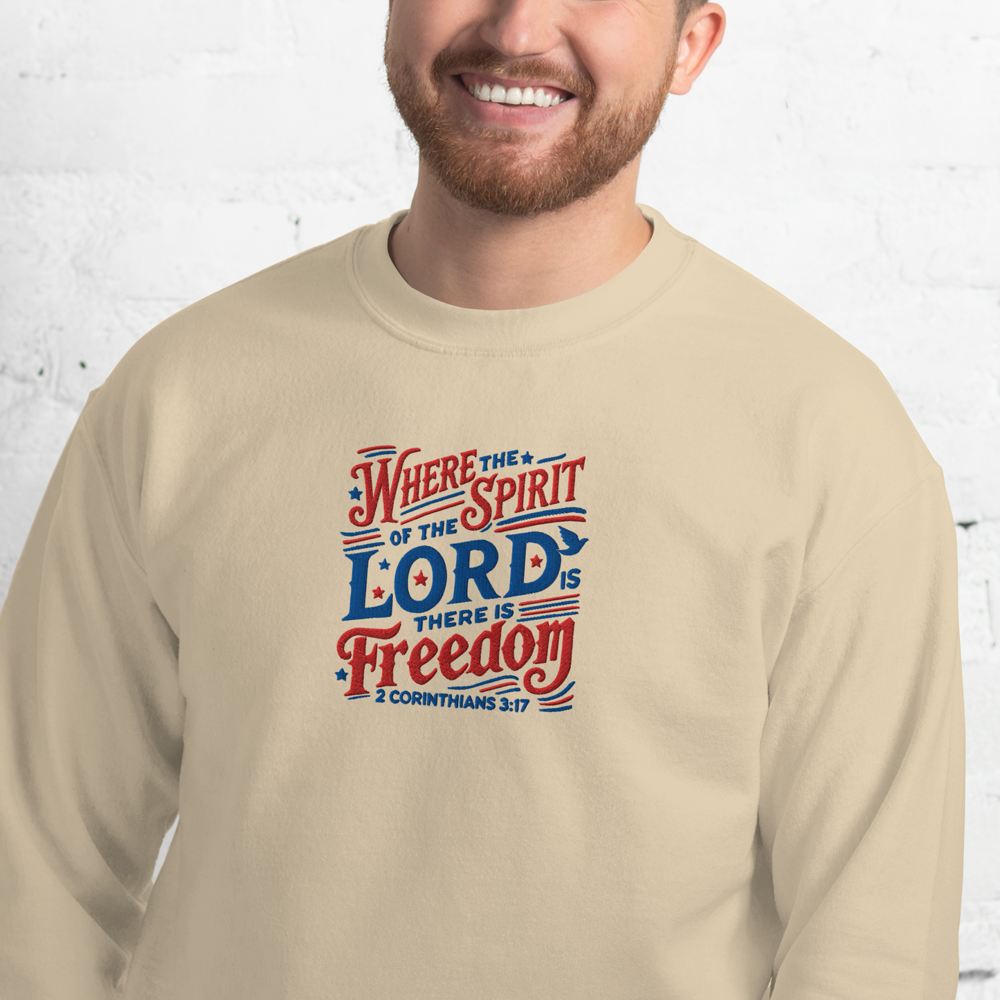 Where The Spirit of the Lord There is Freedom Embroidered Sweatshirt