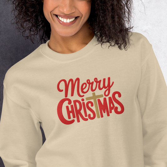 Embroidered Merry Christmas Sweatshirt