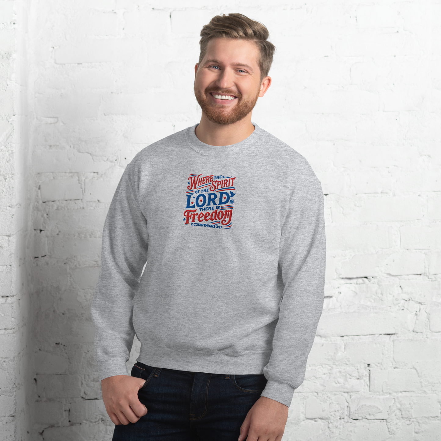 Where The Spirit of the Lord There is Freedom Embroidered Sweatshirt