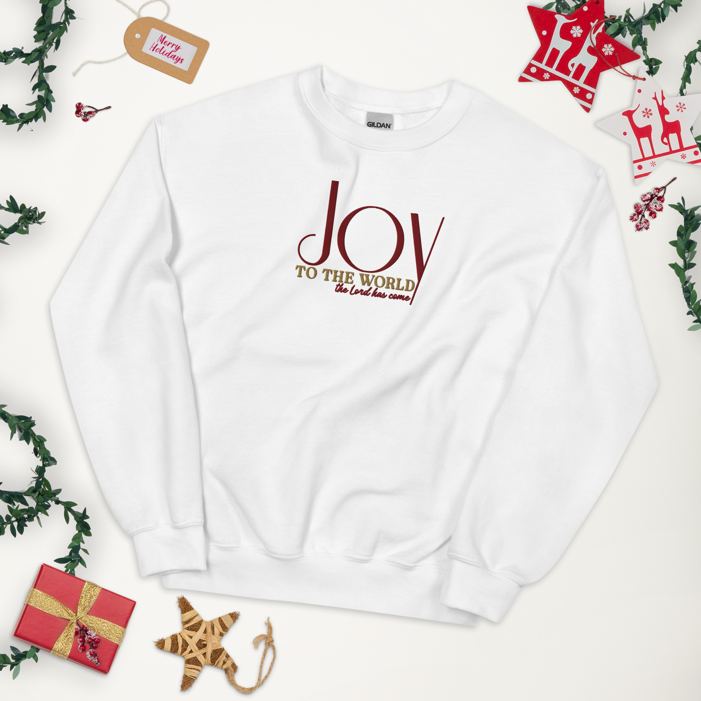 Embroidered Joy to The World Sweatshirt