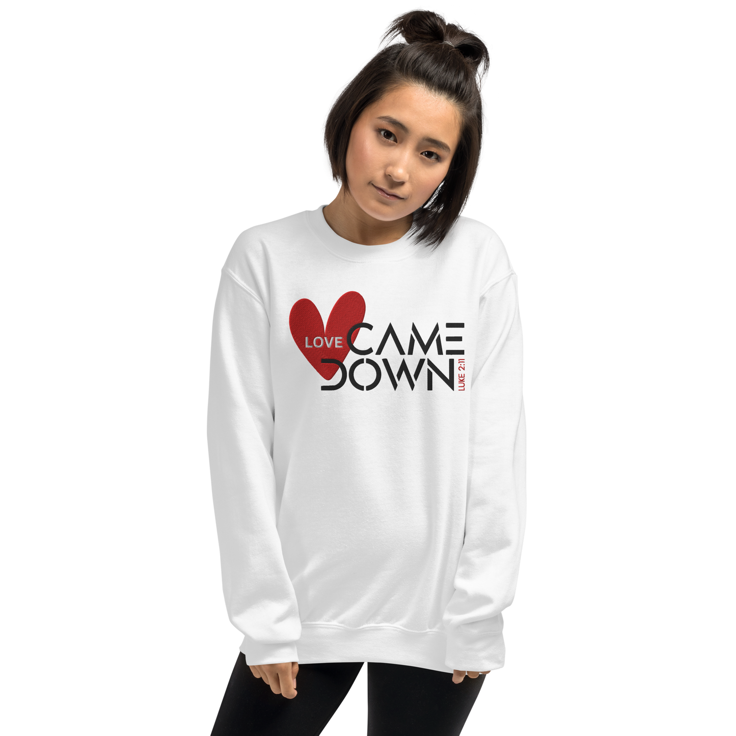 Love Came Down Luke 2:11 Embroidered Sweatshirt