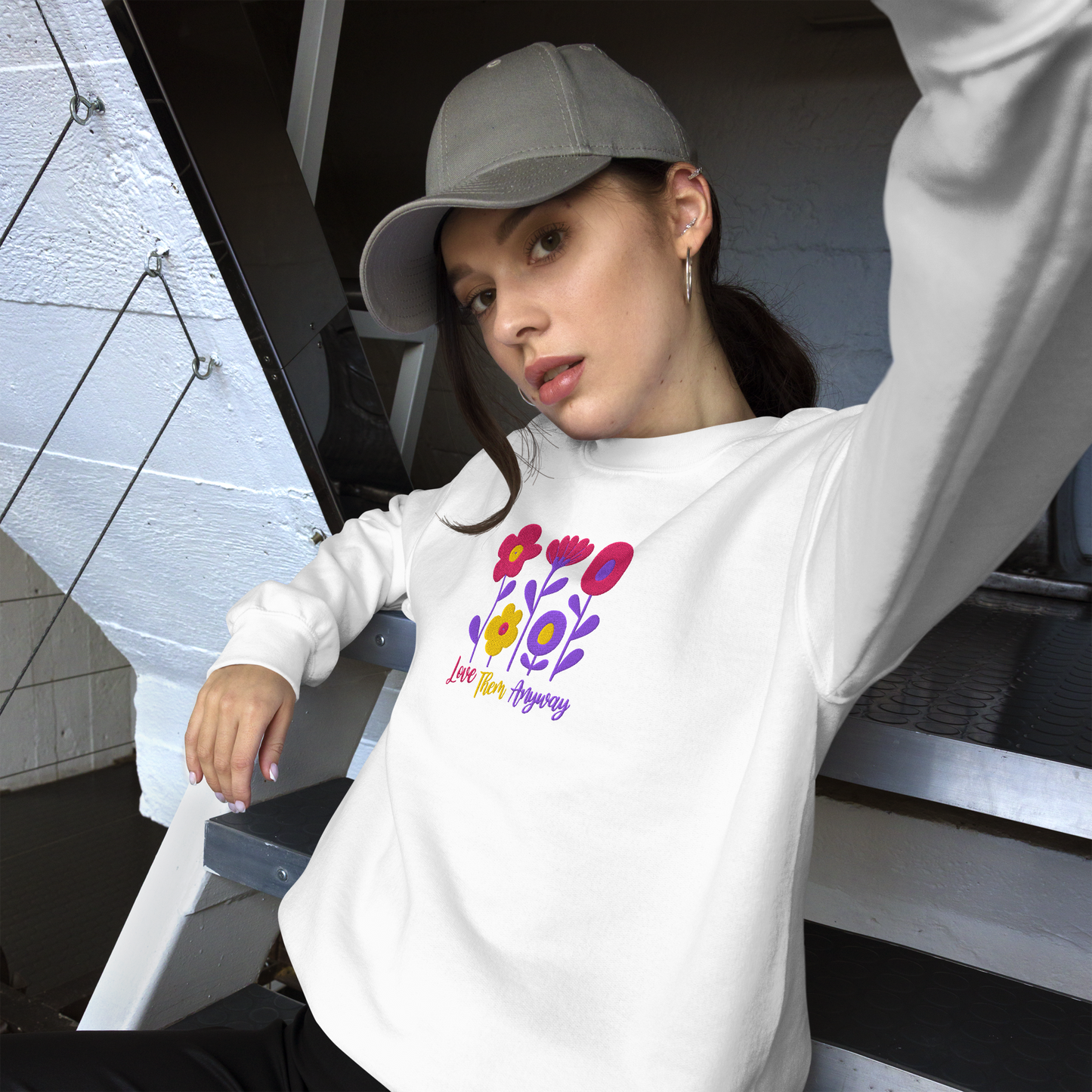 Love Them Anyway Women's Embroidered Sweatshirt