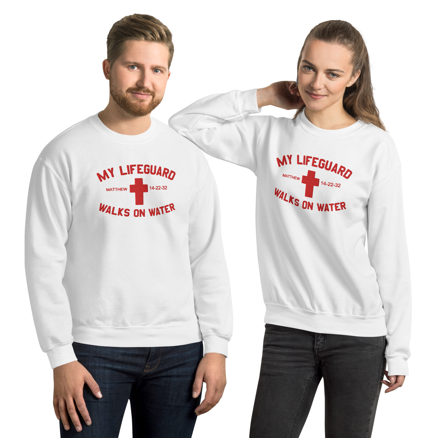 My Lifeguard Walks on Water Embroidered Sweatshirt