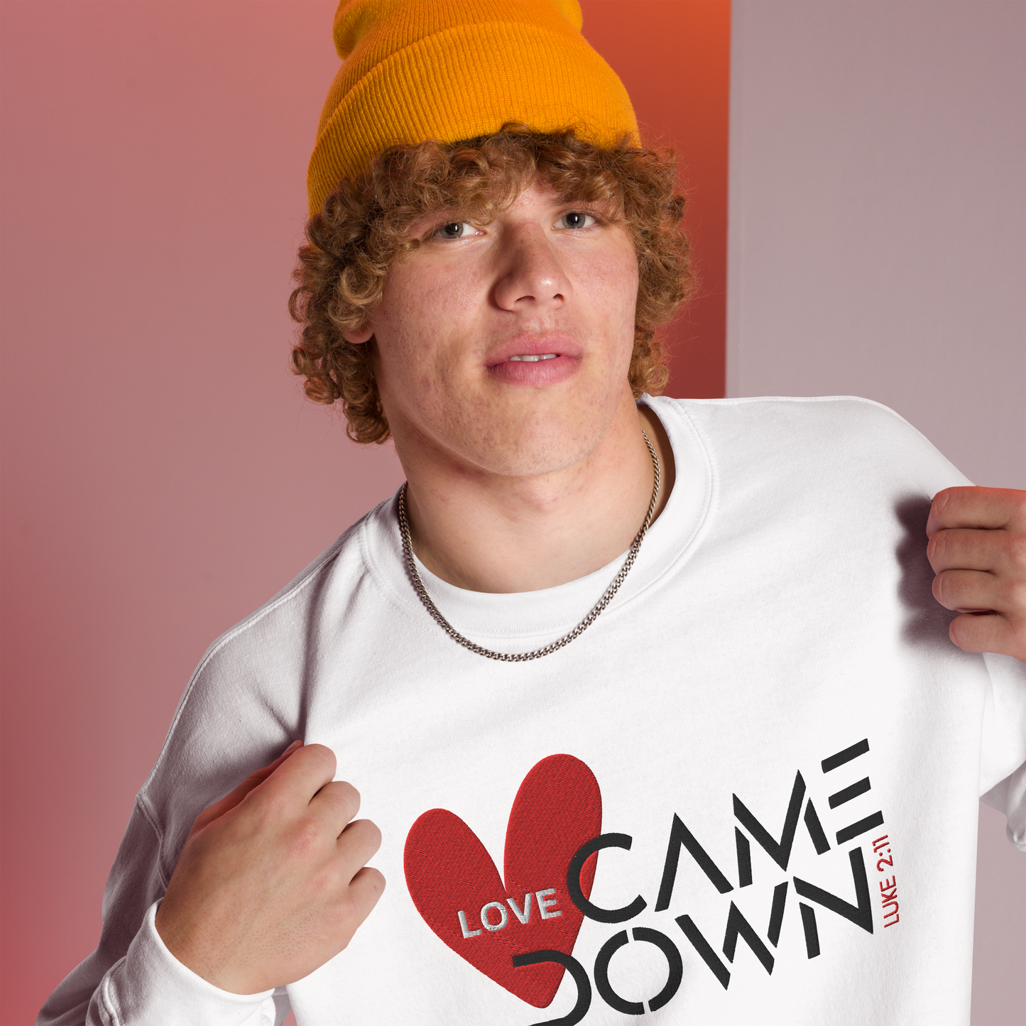 Love Came Down Luke 2:11 Embroidered Sweatshirt