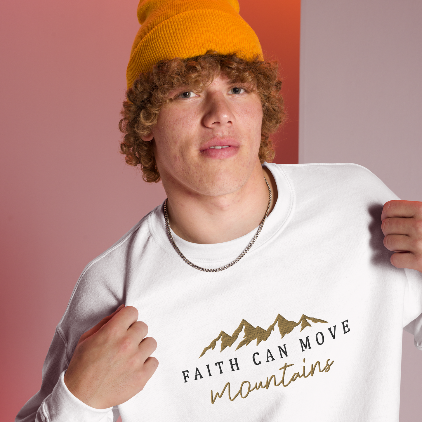 Embroidered Faith Can Move Mountains Sweatshirt
