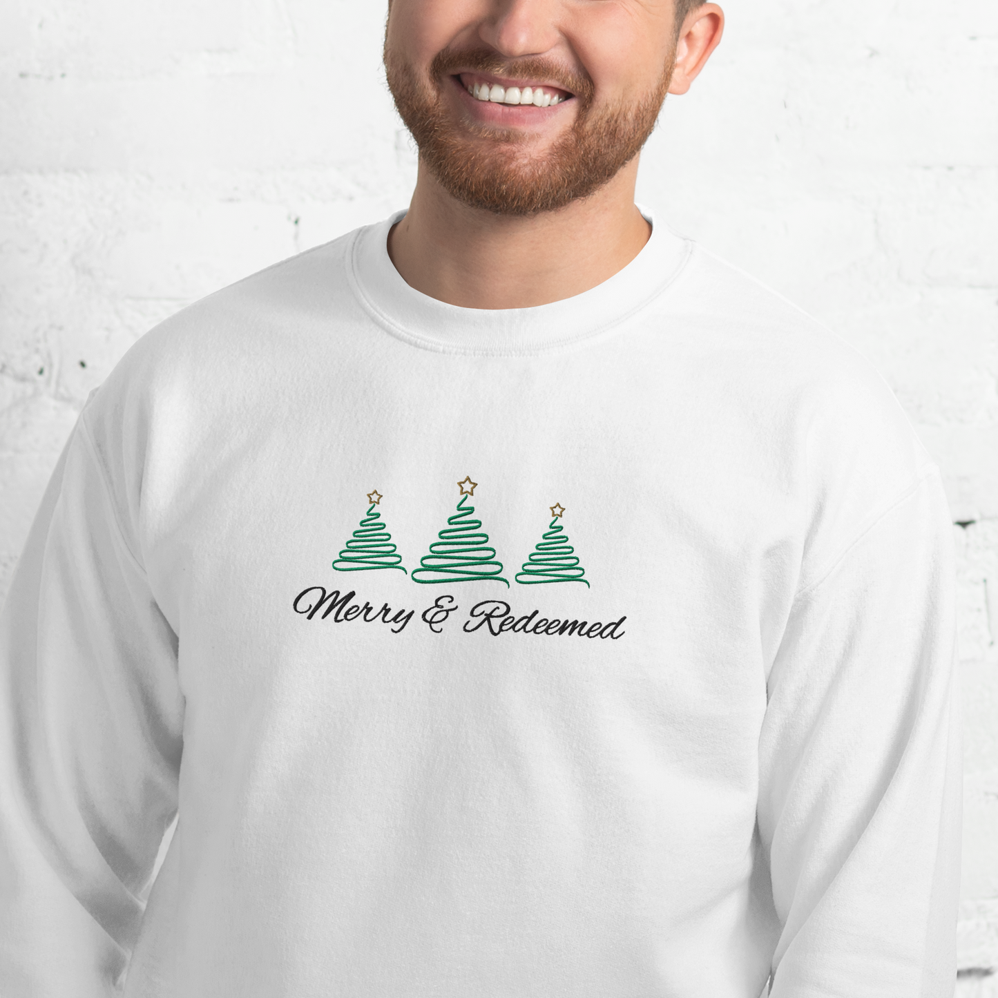 Embroidered Merry & Redeemed Christmas Sweatshirt
