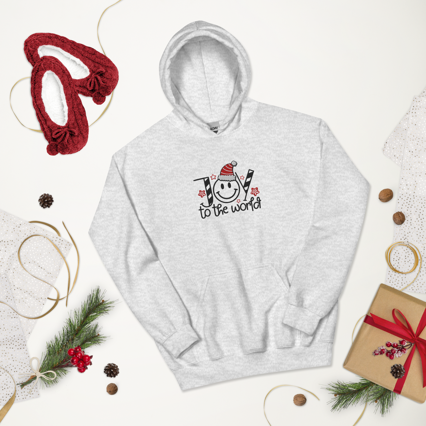 Embroidered Joy to The World Hoodie