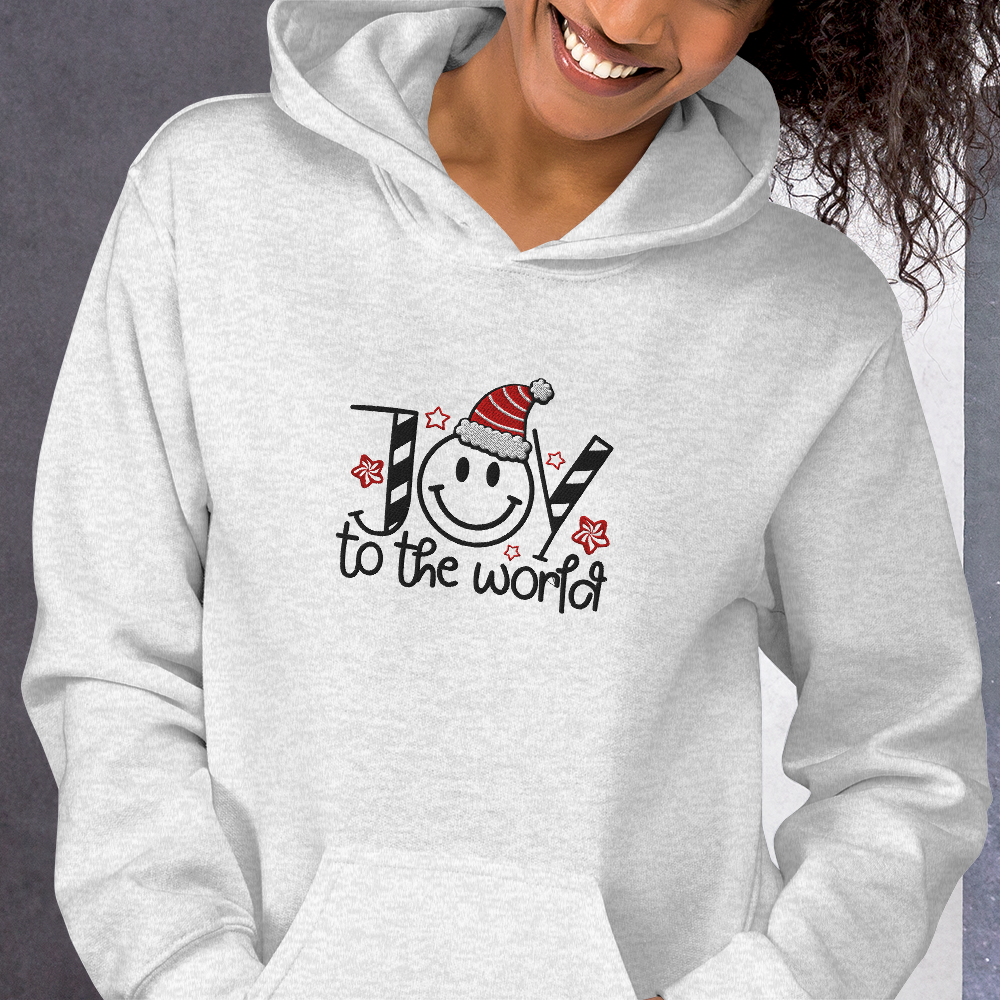 Embroidered Joy to The World Hoodie