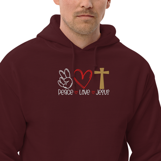 Peace Love Jesus Embroidered Hoodie