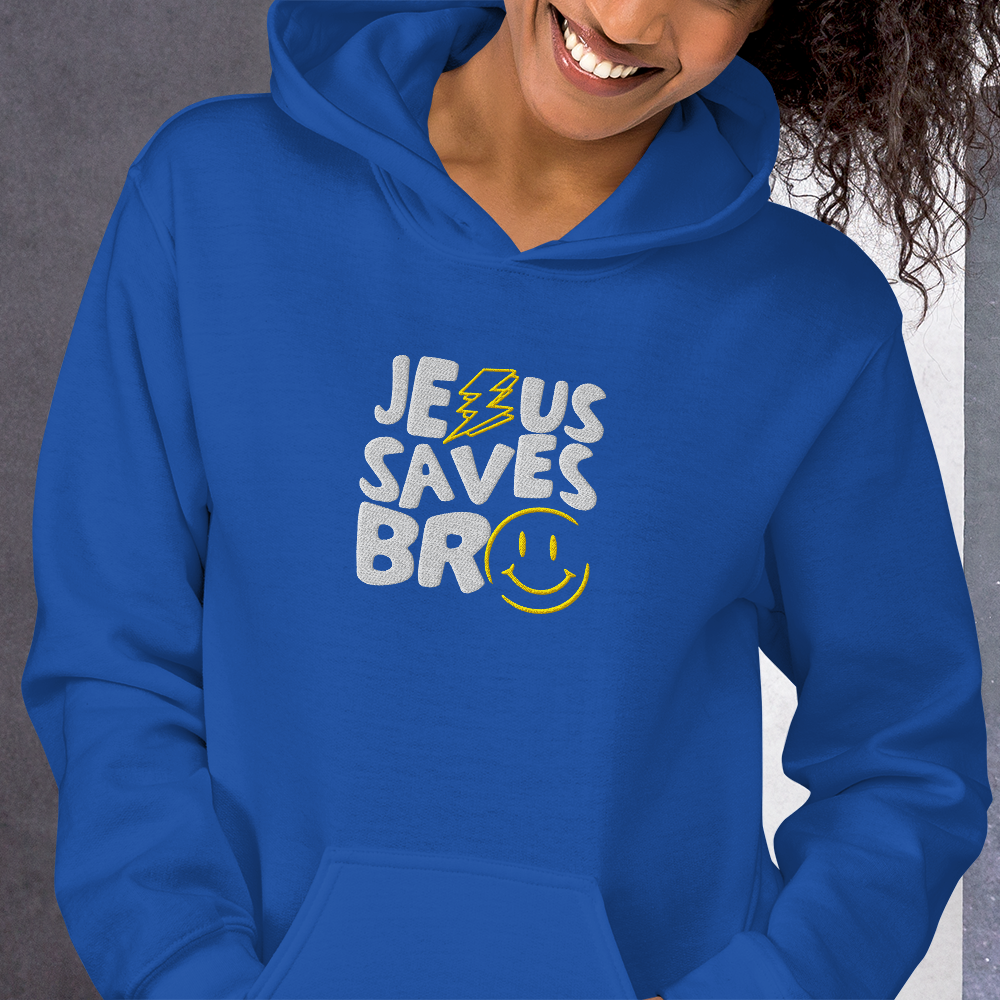 Jesus Saves Bro Embroidered Hoodie