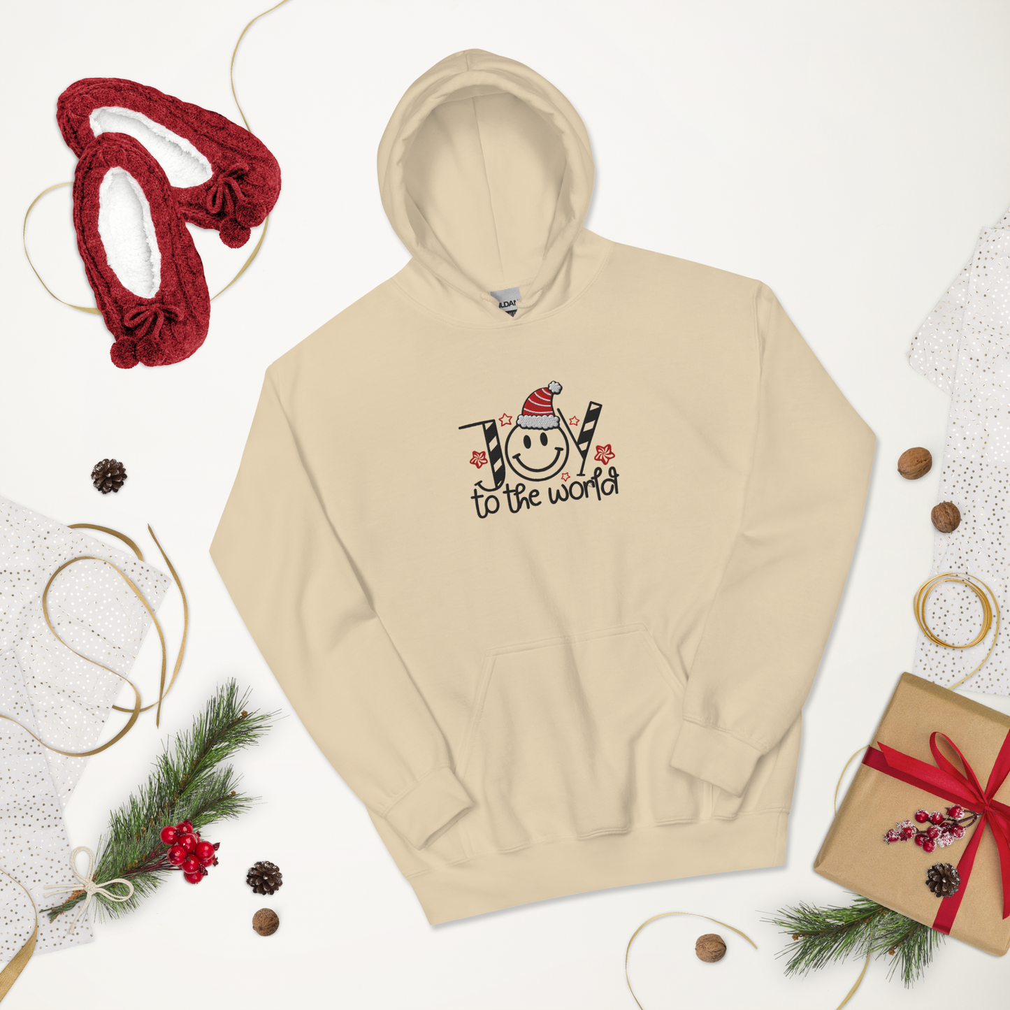 Embroidered Joy to The World Hoodie