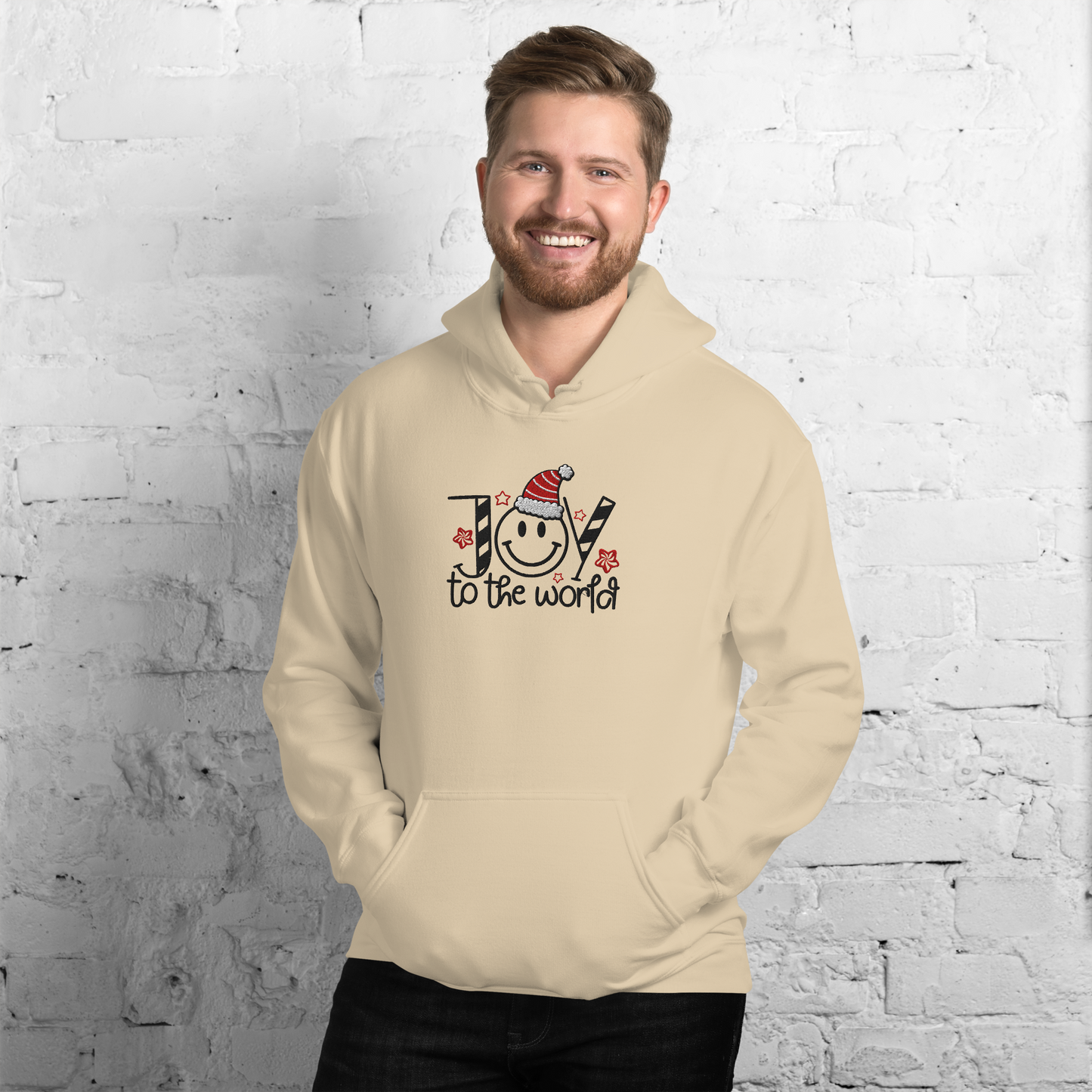Embroidered Joy to The World Hoodie