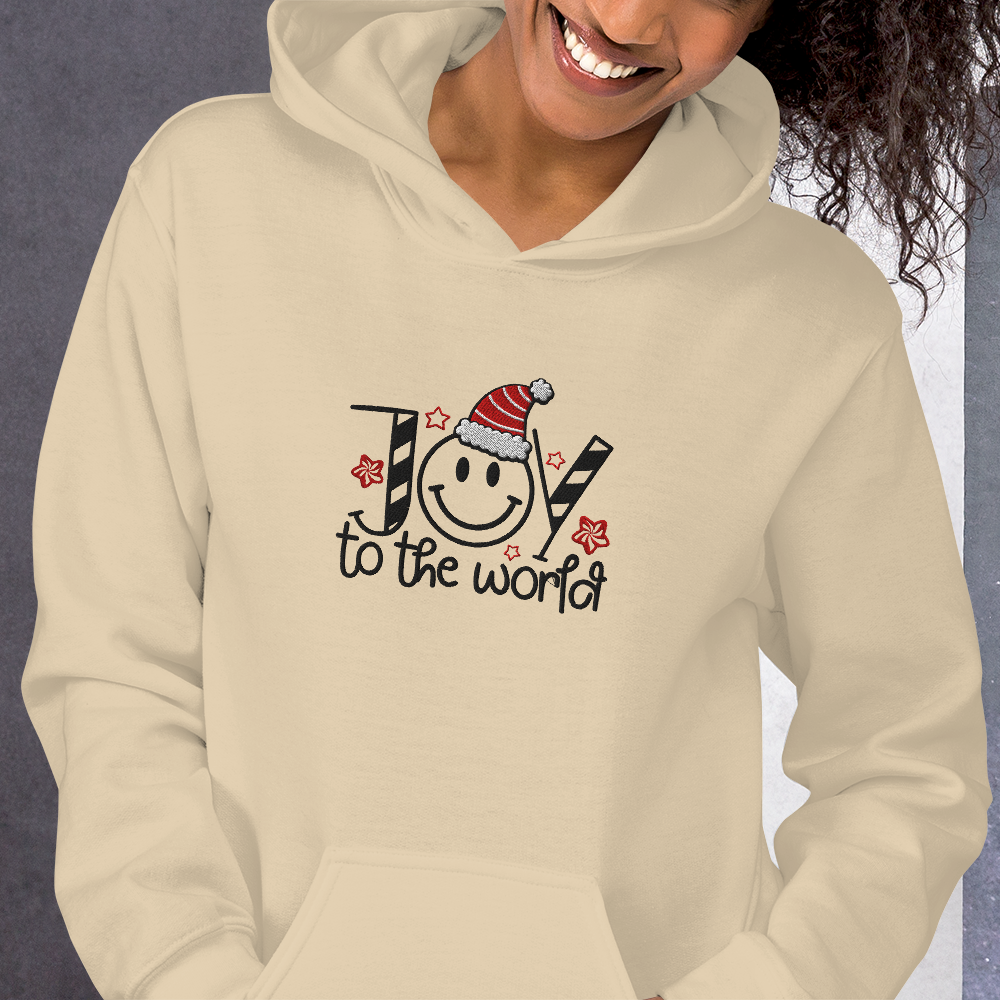 Embroidered Joy to The World Hoodie