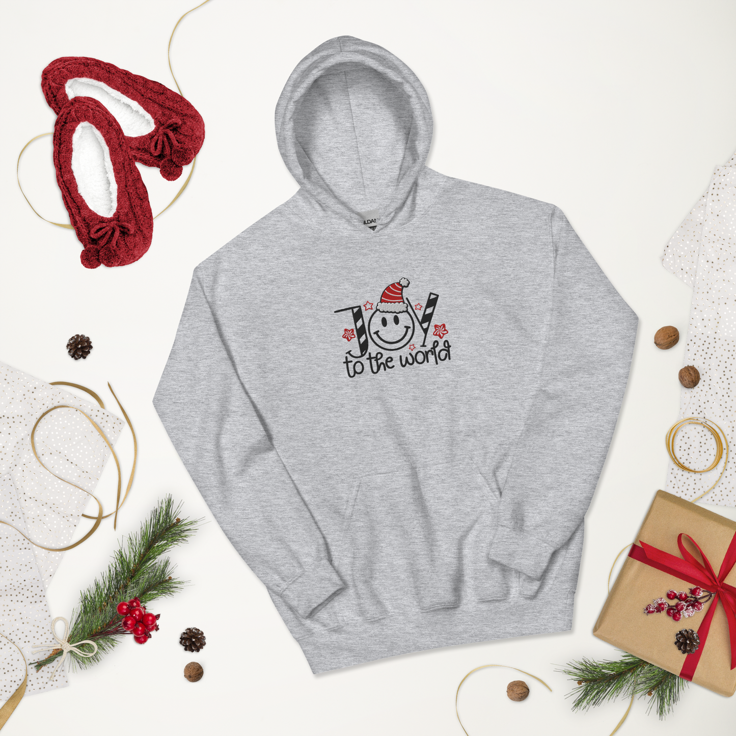 Embroidered Joy to The World Hoodie