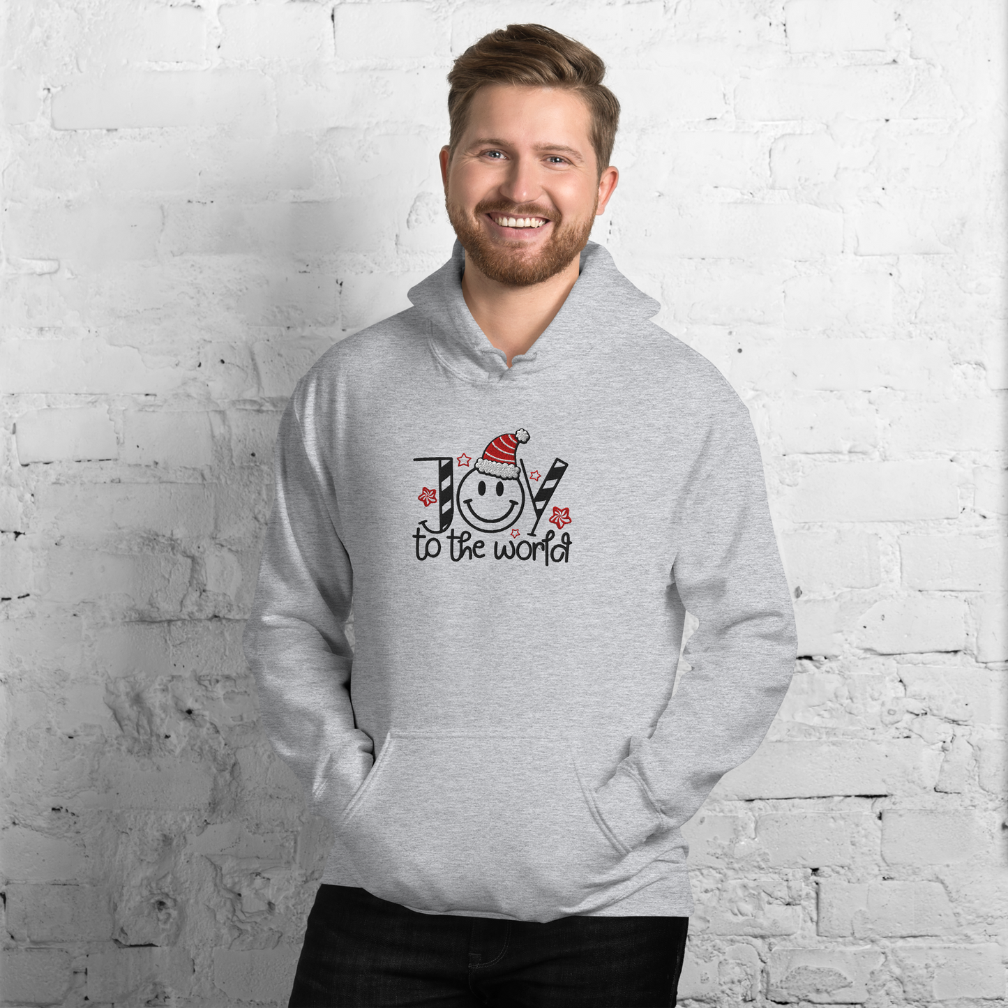 Embroidered Joy to The World Hoodie