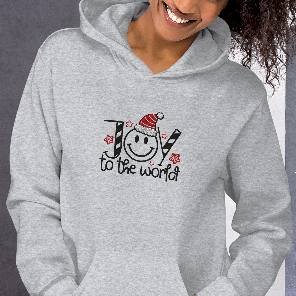 Embroidered Joy to The World Hoodie