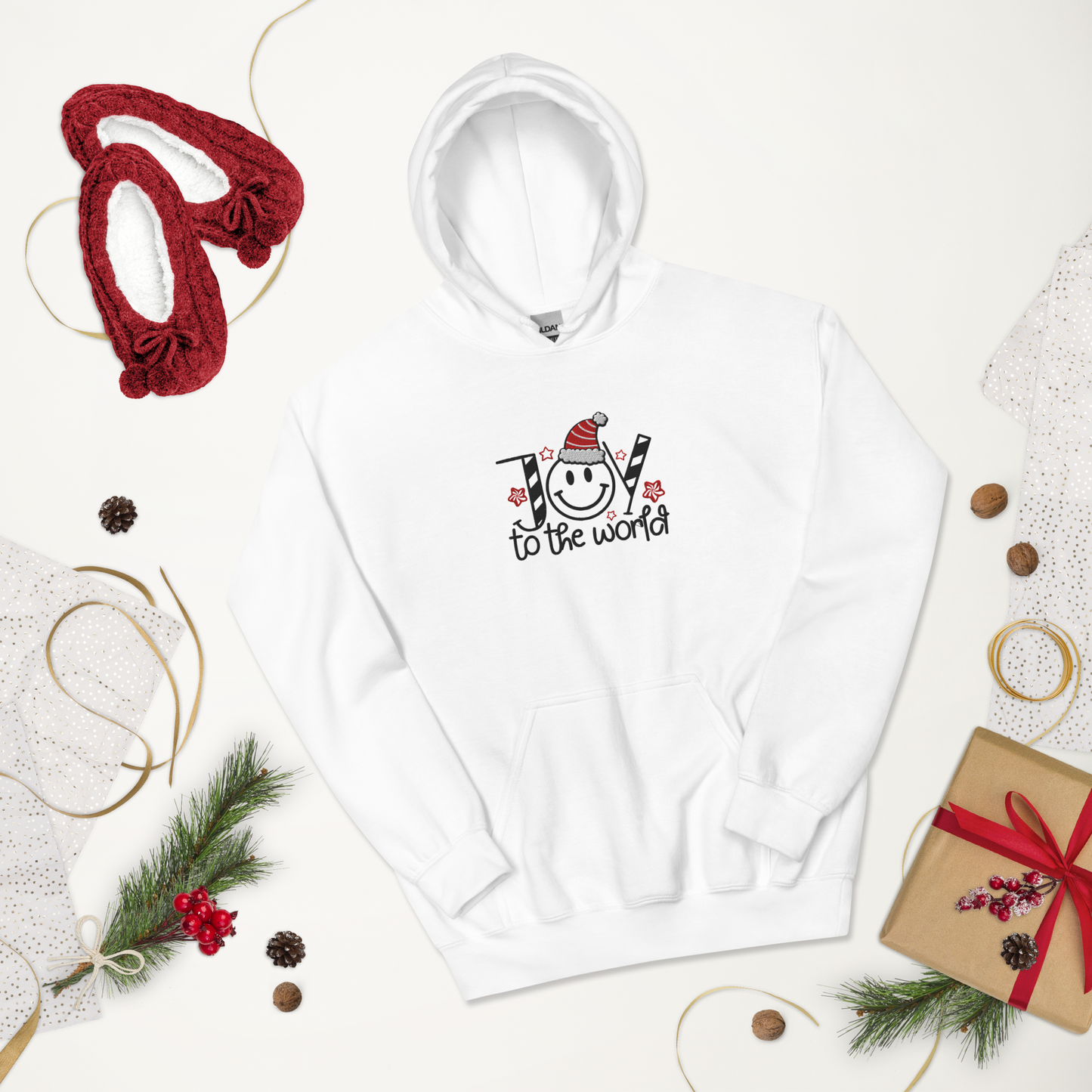 Embroidered Joy to The World Hoodie