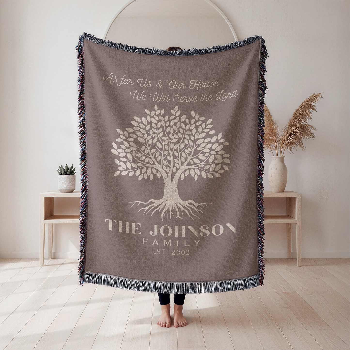 Personalized Christian Family Woven Blanket – Custom Christian Family Name Keepsake Blanket