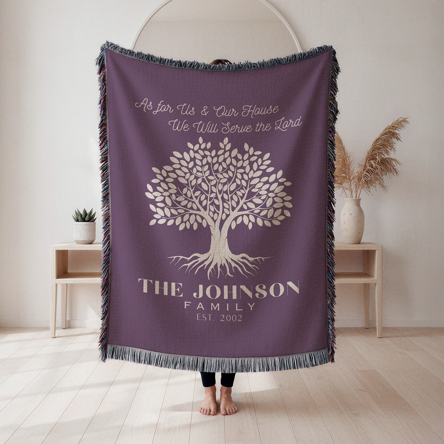 Personalized Christian Family Woven Blanket – Custom Christian Family Name Keepsake Blanket