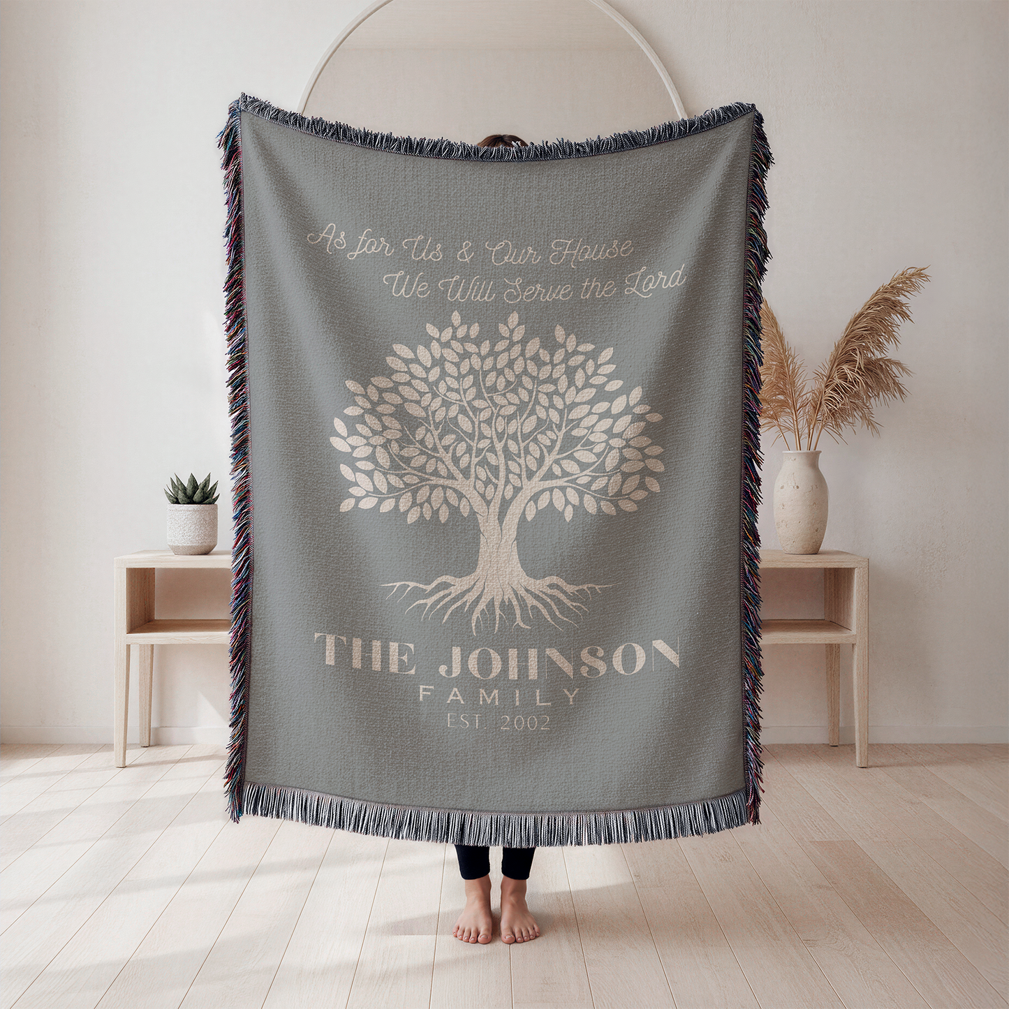 Personalized Christian Family Woven Blanket – Custom Christian Family Name Keepsake Blanket