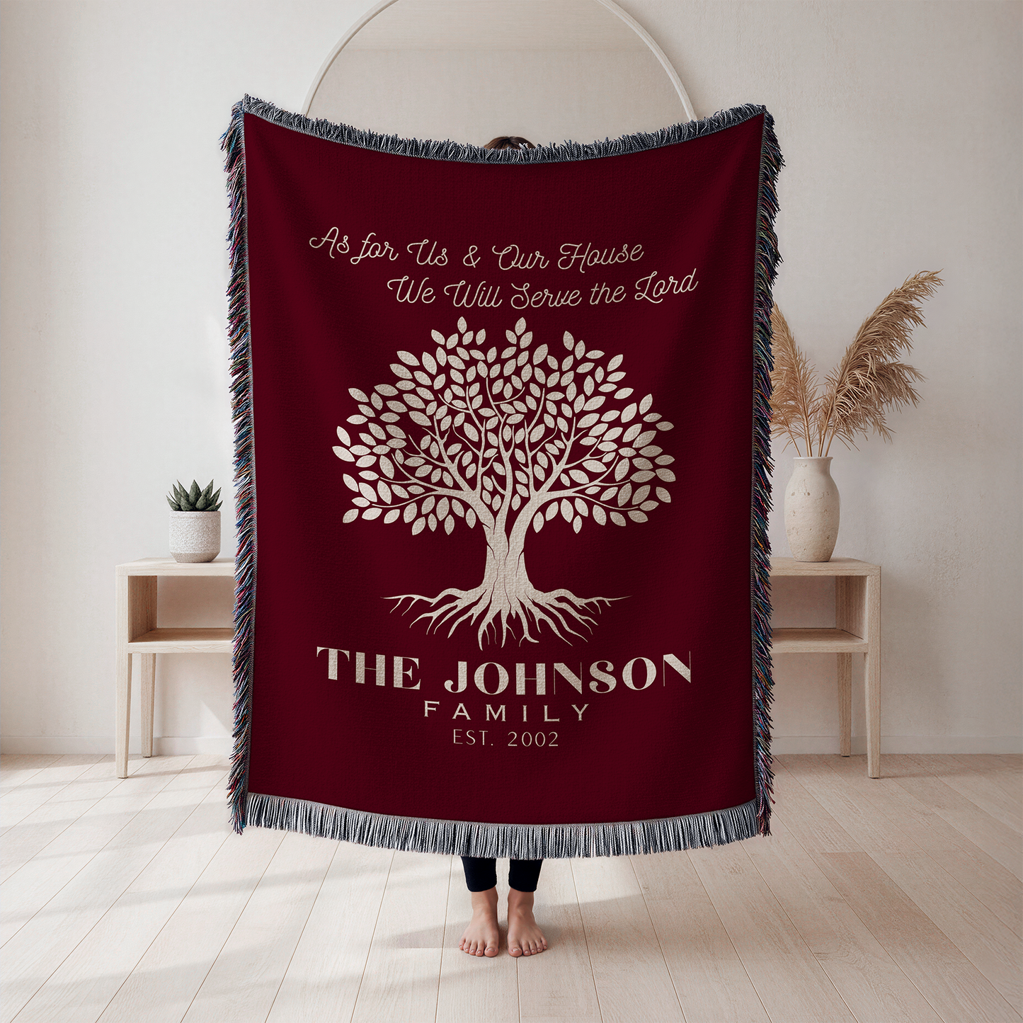 Personalized Christian Family Woven Blanket – Custom Christian Family Name Keepsake Blanket